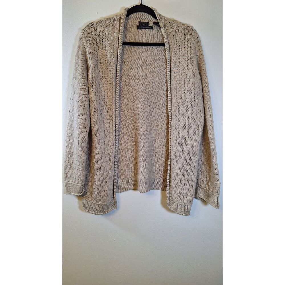 SIGRID OLSEN Hand Knitted Silk Wool Alpaca Cardigan Womens Large Open Front